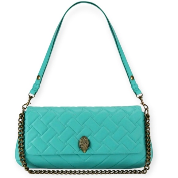 Kurt Geiger Handbags - Kurt Geiger Long Kensington Quilted Leather Shoulder Bag Turquoise NWT